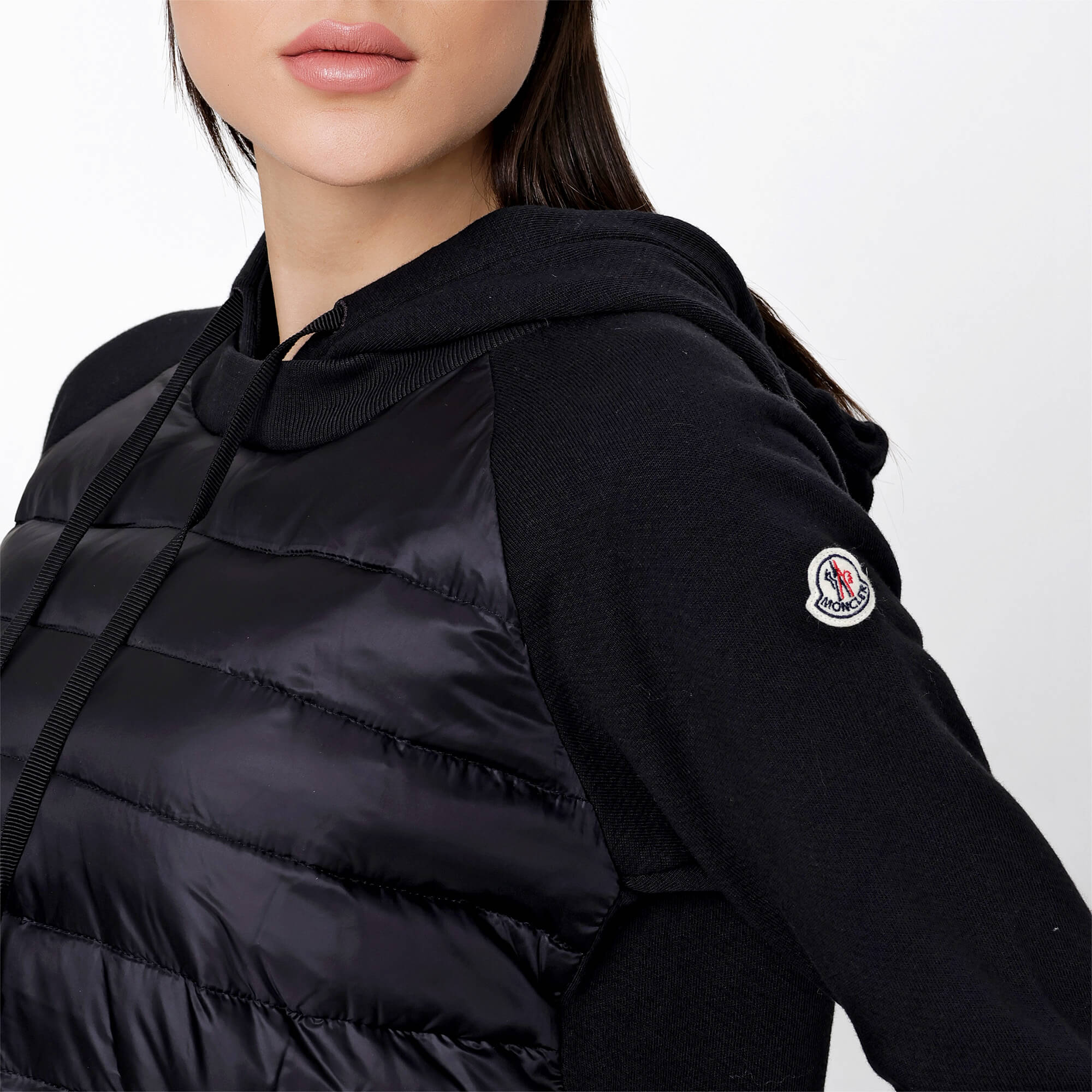 Moncler - Black Hooded Down Sweatshirt Maglia Jacket